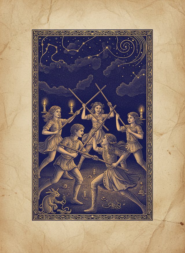 Five of Wands tarot card
